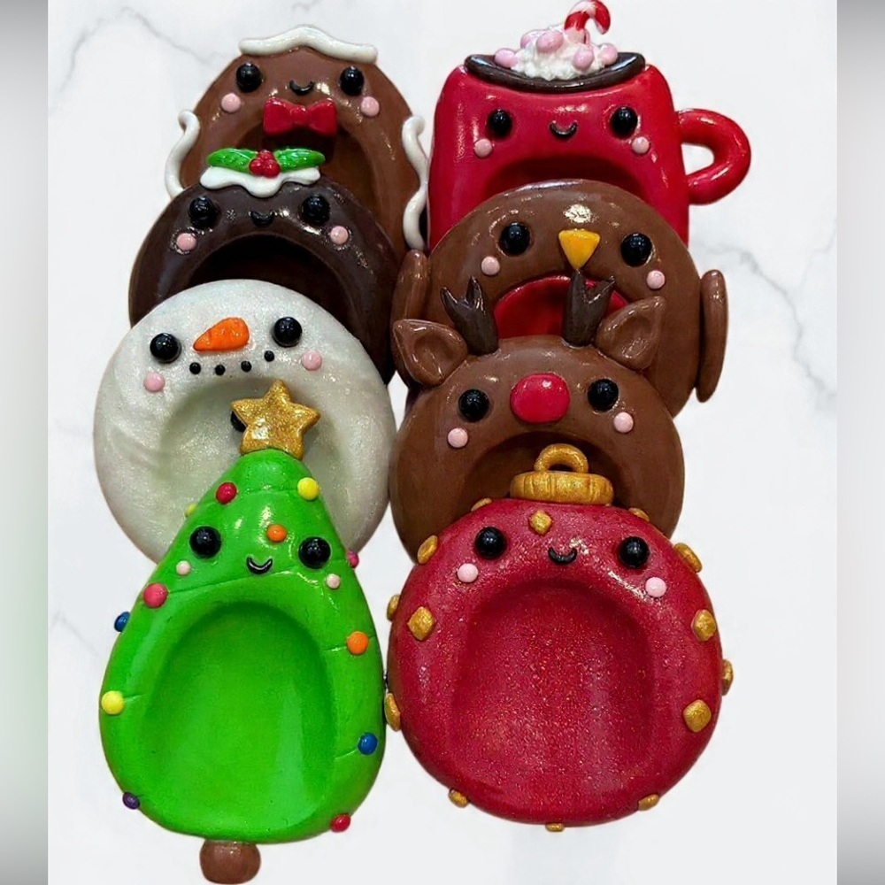 Kawaii Christmas Worry Stones - Handmade